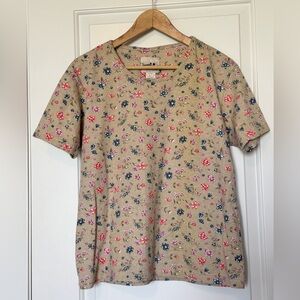NWOT Vintage Northern Reflections Floral Cotton Beige T-shirt, medium